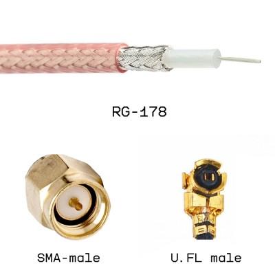 Кабельная сборка SMA male - U.FL male на кабеле RG178 0,5м