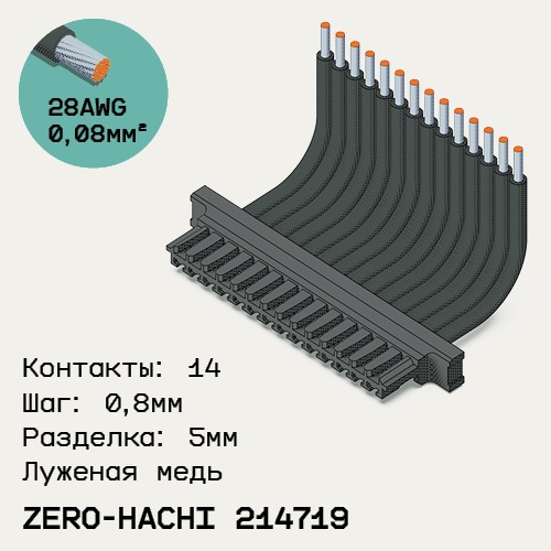 Односторонняя кабельная сборка на основе Molex Zero-Hachi 214719
