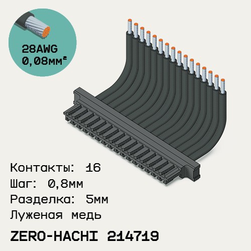 Односторонняя кабельная сборка на основе Molex Zero-Hachi 214719