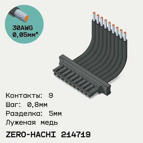 Односторонняя кабельная сборка на основе Molex Zero-Hachi 214719