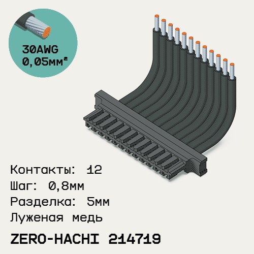 Односторонняя кабельная сборка на основе Molex Zero-Hachi 214719