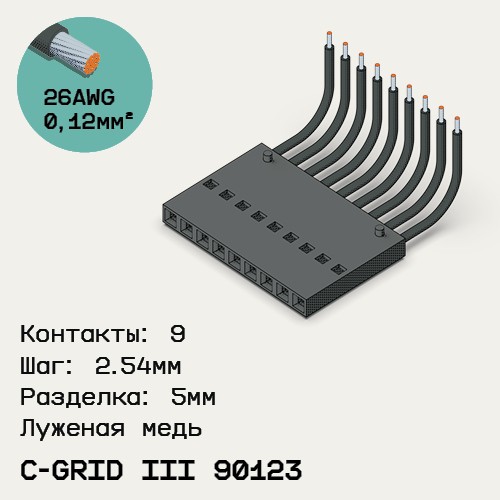 Односторонняя кабельная сборка на основе C-Grid III 90123