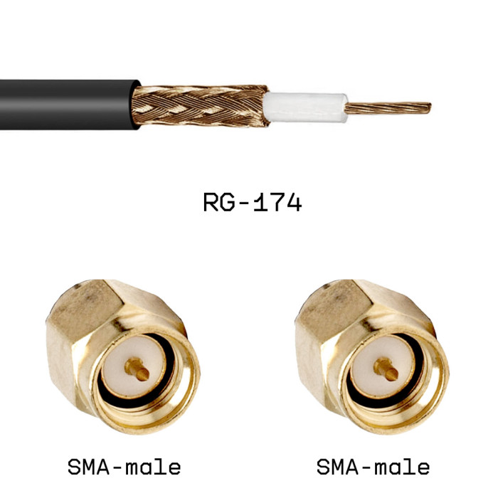 Кабельная сборка SMA male - SMA male на кабеле RG174 1м