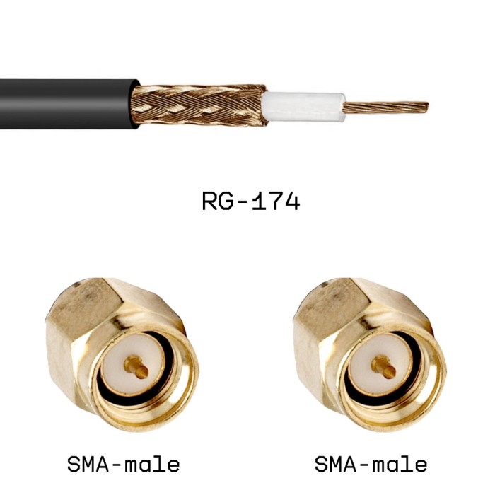 Кабельная сборка SMA male - SMA male на кабеле RG174 5м