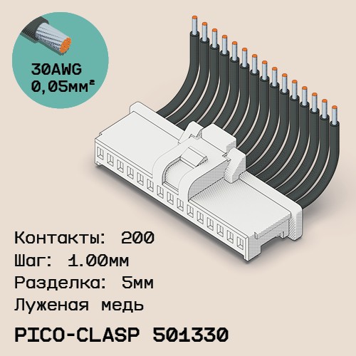 Односторонняя кабельная сборка на основе Molex Pico-Clasp 501330