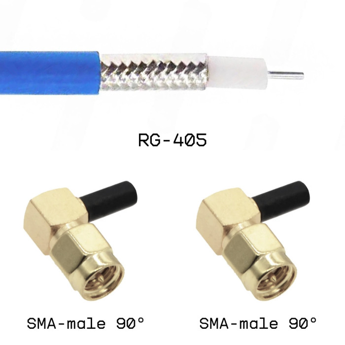 Кабельная сборка SMA male угловой - SMA male угловой на кабеле RG405 1м