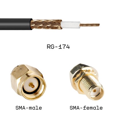 Кабельная сборка SMA male - SMA female на кабеле RG174 10м