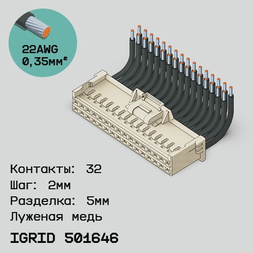 Односторонняя кабельная сборка на основе iGrid 501646