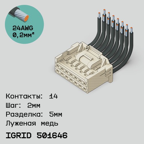 Односторонняя кабельная сборка на основе iGrid 501646