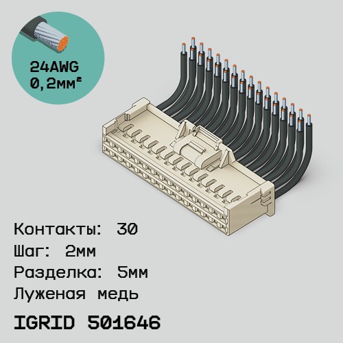 Односторонняя кабельная сборка на основе iGrid 501646