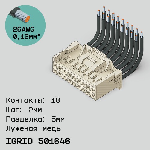 Односторонняя кабельная сборка на основе iGrid 501646