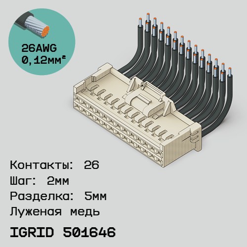 Односторонняя кабельная сборка на основе iGrid 501646