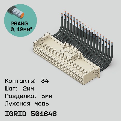 Односторонняя кабельная сборка на основе iGrid 501646