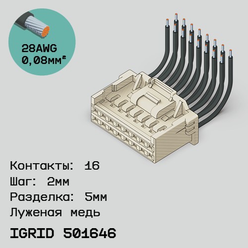 Односторонняя кабельная сборка на основе iGrid 501646