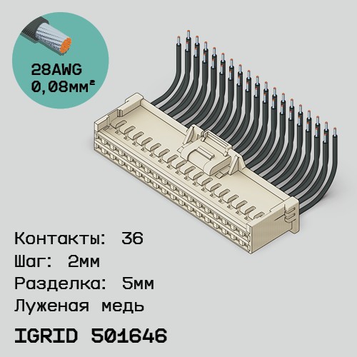 Односторонняя кабельная сборка на основе iGrid 501646
