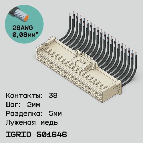 Односторонняя кабельная сборка на основе iGrid 501646