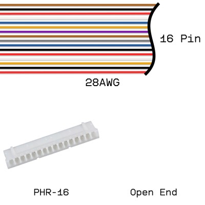 Кабельная сборка PHR-16 / Open End 28AWG 0,25м