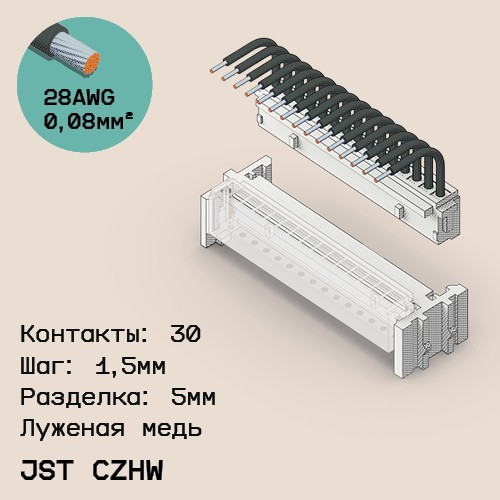 Односторонняя кабельная сборка на основе JST CZHW