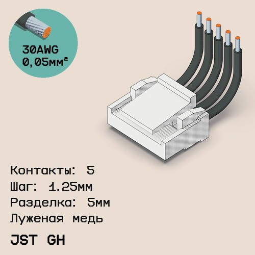 Односторонняя кабельная сборка на основе JST GH