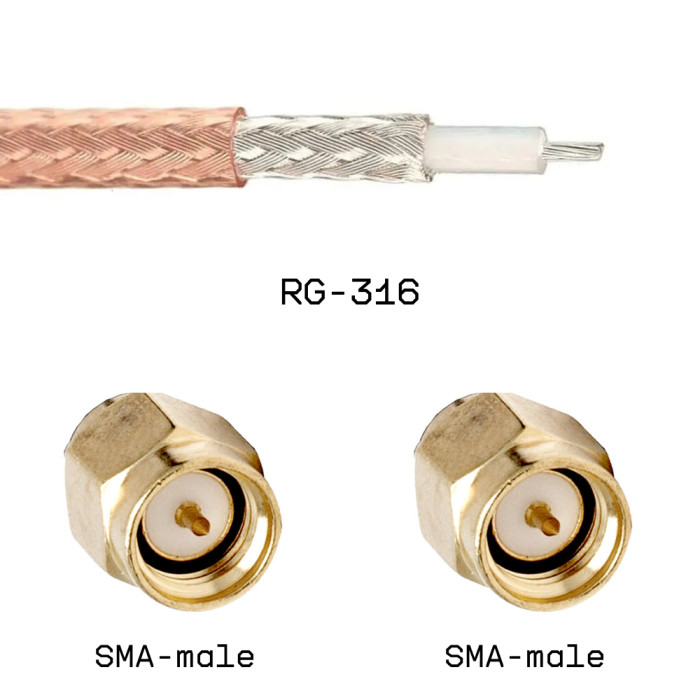 Кабельная сборка SMA male - SMA male на кабеле RG316 0,5м