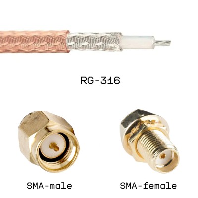 Кабельная сборка SMA male - SMA female на кабеле RG316 0,1м