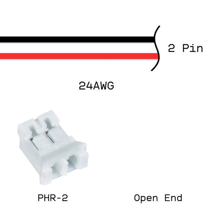 Кабельная сборка PHR-2 / Open End 24AWG 0,25м