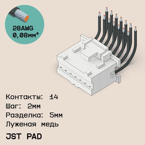 Односторонняя кабельная сборка на основе JST PAD