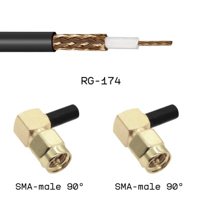 Кабельная сборка SMA male угловой - SMA male угловой на кабеле RG174 0,5м