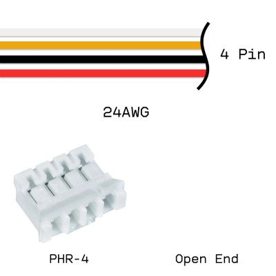 Кабельная сборка PHR-4 / Open End 24AWG 0,25м