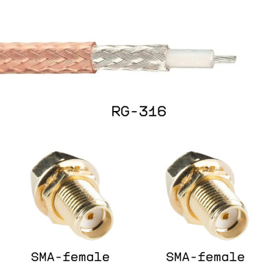 Кабельная сборка SMA female - SMA female на кабеле RG316 0,2м