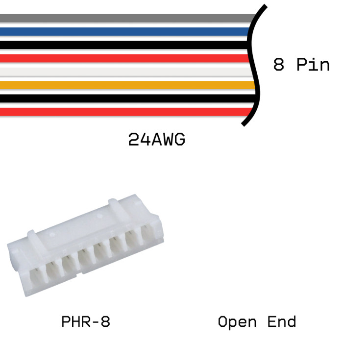 Кабельная сборка PHR-8 / Open End 24AWG 0,25м