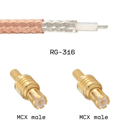 Кабельная сборка MCX male - MCX male на кабеле RG316 1м