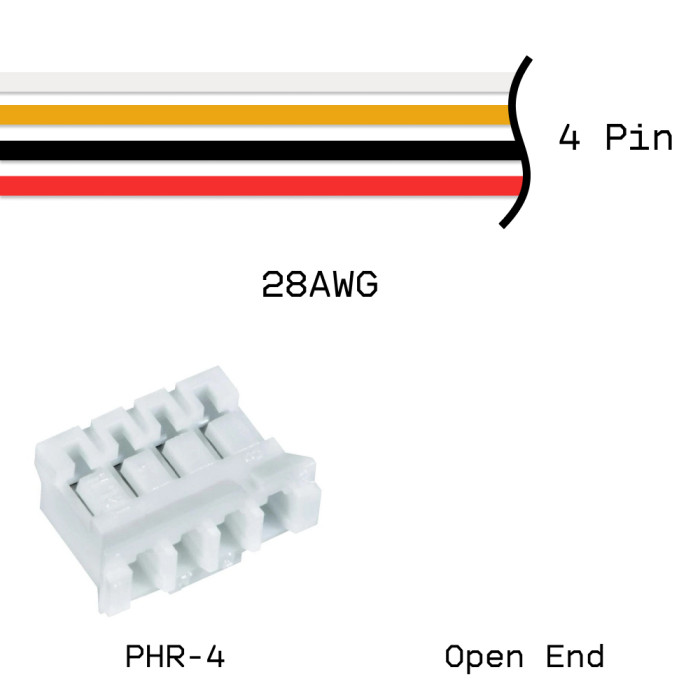 Кабельная сборка PHR-4 / Open End 28AWG 0,25м
