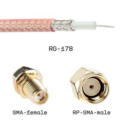 Кабельная сборка SMA-Female - RP-SMA-Male на кабеле RG178 0,2