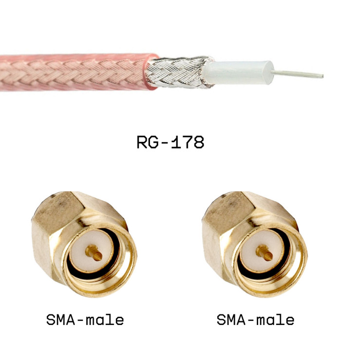 Кабельная сборка SMA male - SMA male на кабеле RG178 0,5м
