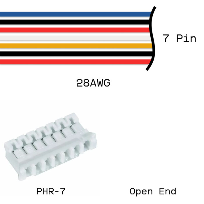 Кабельная сборка PHR-7 / Open End 28AWG 0,25м