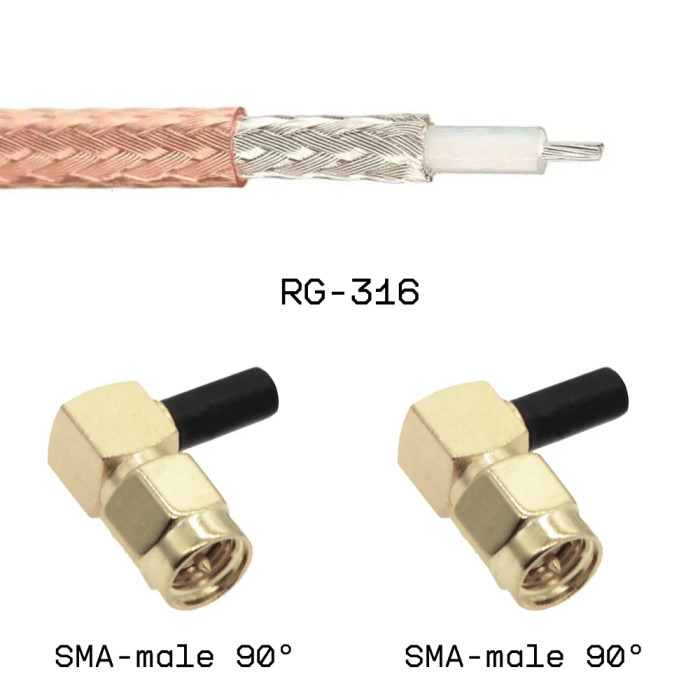 Кабельная сборка SMA male угловой - SMA male угловой на кабеле RG316 0,2м