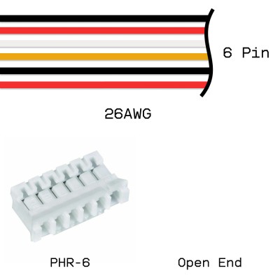Кабельная сборка PHR-6 / Open End 26AWG 0,25м