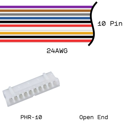 Кабельная сборка PHR-10 / Open End 24AWG 0,25м