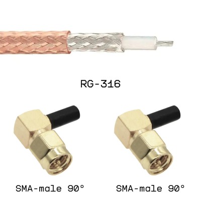 Кабельная сборка SMA male угловой - SMA male угловой на кабеле RG316 0,5м
