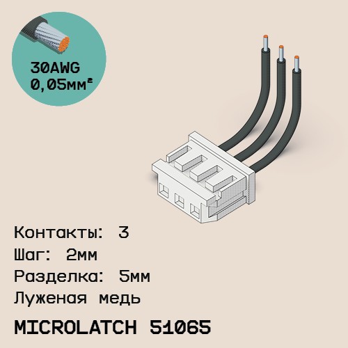 Односторонняя кабельная сборка на основе MicroLatch 51065