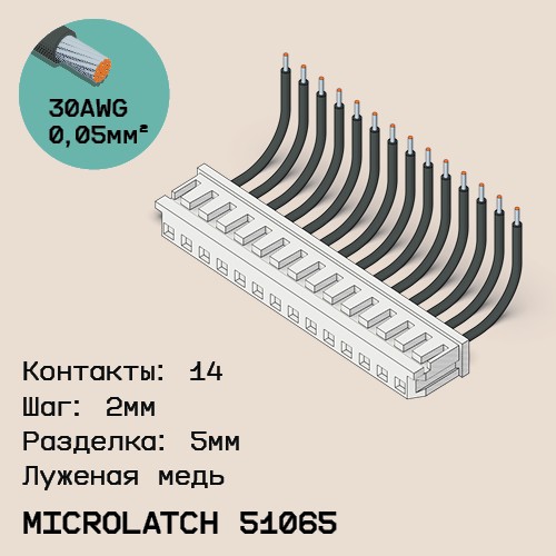 Односторонняя кабельная сборка на основе MicroLatch 51065