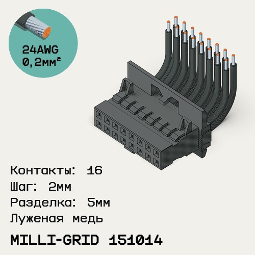 Односторонняя кабельная сборка на основе Milli-Grid 151014