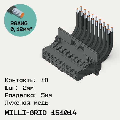 Односторонняя кабельная сборка на основе Milli-Grid 151014