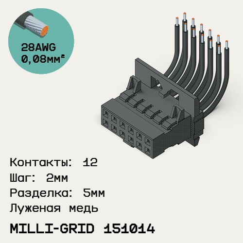 Односторонняя кабельная сборка на основе Milli-Grid 151014