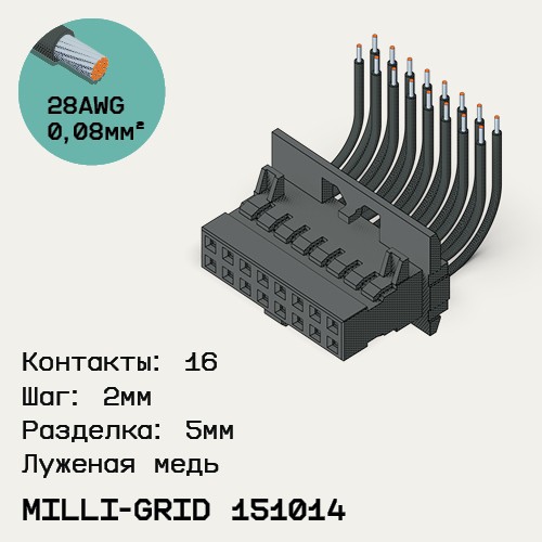 Односторонняя кабельная сборка на основе Milli-Grid 151014
