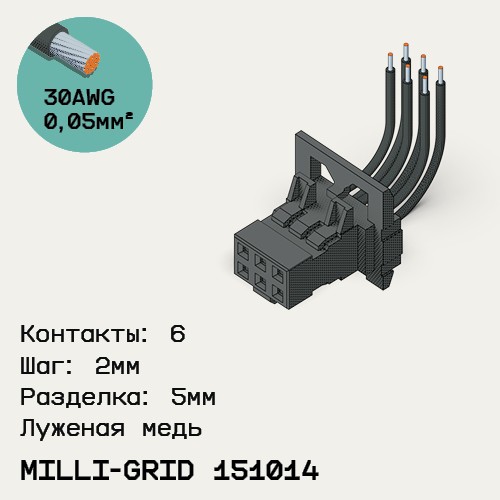 Односторонняя кабельная сборка на основе Milli-Grid 151014
