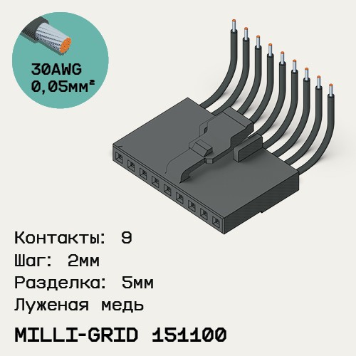 Односторонняя кабельная сборка на основе Milli-Grid 151100