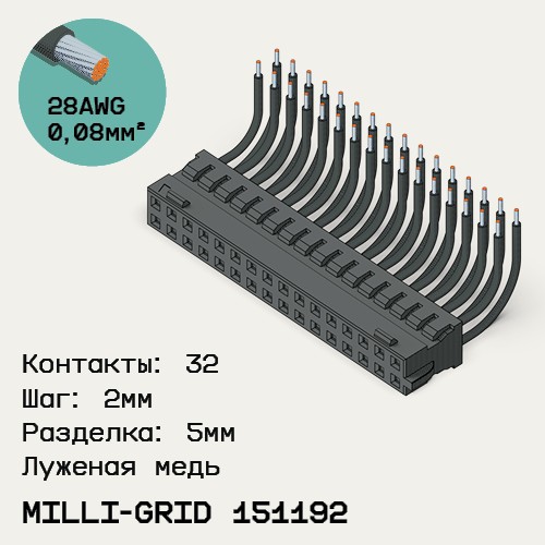 Односторонняя кабельная сборка на основе Milli-Grid 151192