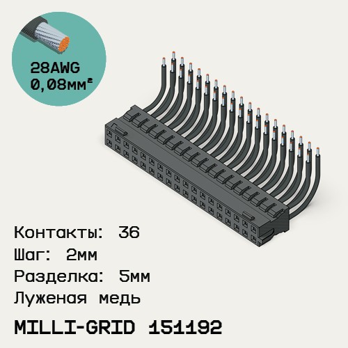 Односторонняя кабельная сборка на основе Milli-Grid 151192